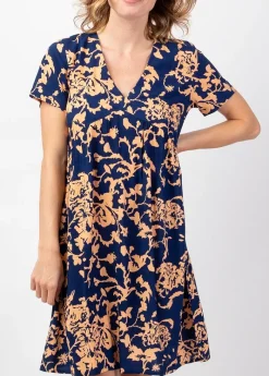 Best Coton Du Monde Robe babydoll casual chic MAJA imprimé ethnique bleu Palua Bleu