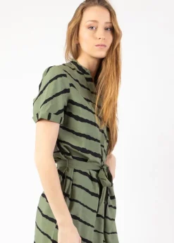 Outlet Coton Du Monde Robe chemise courte JAVA tie and dye kaki New Tie&Dye Kaki