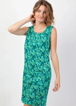 Cheap Coton Du Monde Robe MARLA sans manches imprimé tropical vert Gaia