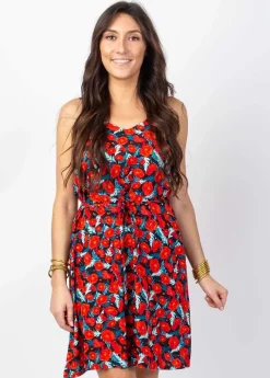 Discount Coton Du Monde Robe courte à bretelles LENA fleurie Poppies