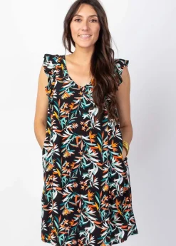 Best Coton Du Monde Robe courte ample ZOLA motif tropical Belize