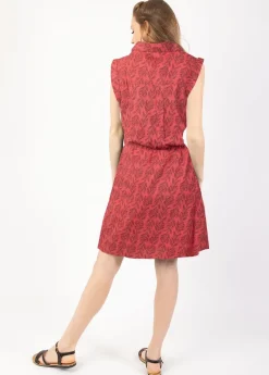 Best Sale Coton Du Monde Robe courte ASSIA rouge en coton col chemise 7 Rouge