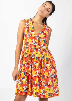 Sale Coton Du Monde Robe courte babydoll ALEXA imprimé floral Flowers Power