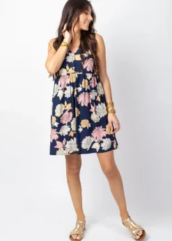 Online Coton Du Monde Robe courte babydoll ALEXA imprimé floral bleu Blossom