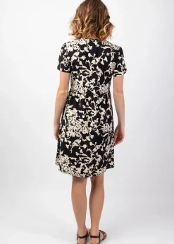 Cheap Coton Du Monde Robe courte babydoll ethnique chic MAJA motif tendance noir Palua Noir