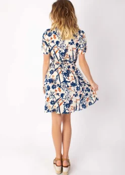 Cheap Coton Du Monde Robe courte cache cœur manches froncées LOUNA motif floral beige 27 Beige