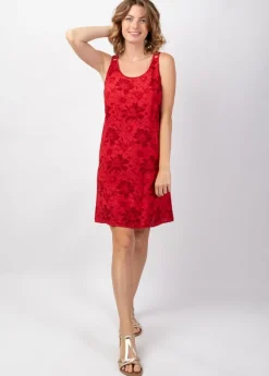 Store Coton Du Monde Robe courte casual chic SYLVIA imprimé floral rouge Rumba