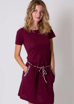 Sale Coton Du Monde Robe courte casual en coton SIXTINE ethnique Grenat