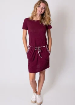 Sale Coton Du Monde Robe courte casual en coton SIXTINE ethnique Grenat