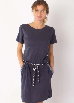 Best Coton Du Monde Robe courte casual en coton SIXTINE ethnique gris bleu Anthracite