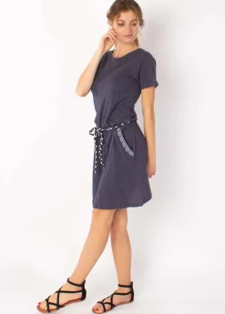 Best Coton Du Monde Robe courte casual en coton SIXTINE ethnique gris bleu Anthracite