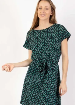 Cheap Coton Du Monde Robe courte ceinturée MIRANDA imprimé ethnique bleu Envolee Bleu