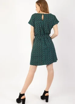 Cheap Coton Du Monde Robe courte ceinturée MIRANDA imprimé ethnique bleu Envolee Bleu