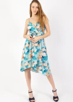 Best Coton Du Monde Robe courte chic fines bretelles cache cœur TESSA exotique vert Exotique Menthe