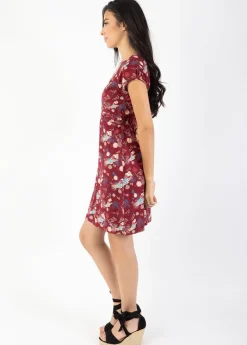 Hot Coton Du Monde Robe courte cintrée TANIA imprimé paon Narcisse