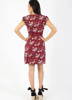 Hot Coton Du Monde Robe courte cintrée TANIA imprimé paon Narcisse