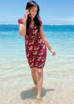 Hot Coton Du Monde Robe courte cintrée TANIA imprimé paon Narcisse