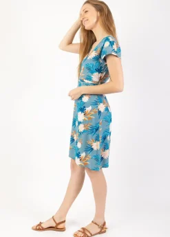 Sale Coton Du Monde Robe courte cintrée TANIA imprimé exotique Exotique Gris