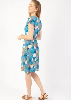 Sale Coton Du Monde Robe courte cintrée TANIA imprimé exotique Exotique Gris