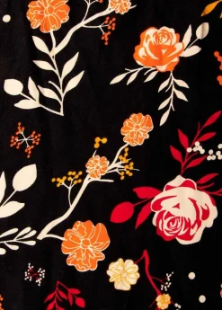 Clearance Coton Du Monde Robe courte cintrée TANIA imprimé fleuri noir 28 Noir