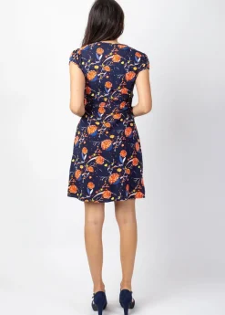 Flash Sale Coton Du Monde Robe courte cintrée TANIA imprimé fleuri marine Hanami