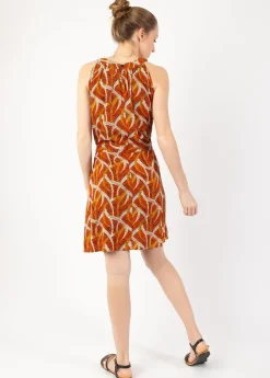 Flash Sale Coton Du Monde Robe courte col licou SARA ethnique orange Savane Orange