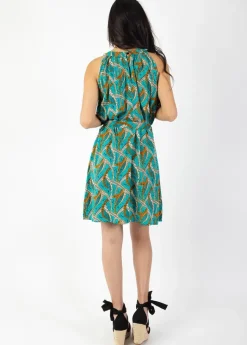 Online Coton Du Monde Robe courte col licou SARA ethnique bleu Savane Bleu