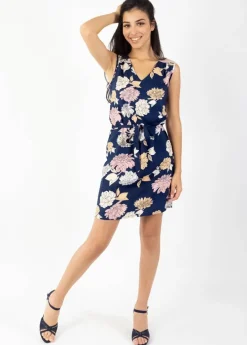 Shop Coton Du Monde Robe courte col V coupe droite ELISA motif fleurs Blossom