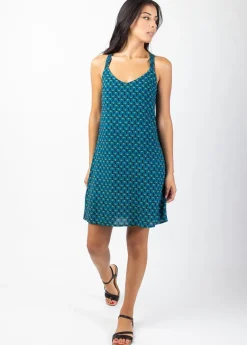 Shop Coton Du Monde Robe courte de plage dos nageur ALOHA imprimé Albizia Bleu