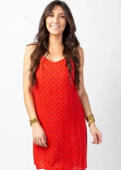 Sale Coton Du Monde Robe courte de plage dos nageur ALOHA imprimé orange Albizia Mandarine