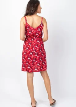 Discount Coton Du Monde Robe courte de plage LENA fleurie rouge Spring Flowers