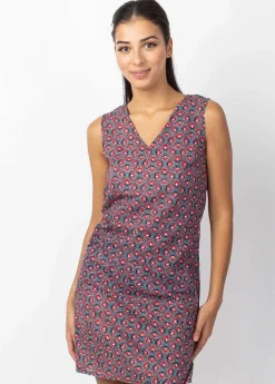 New Coton Du Monde Robe courte DIANA coton sans manches col V imprimé ethnique rose Lotus