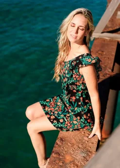 Best Sale Coton Du Monde Robe courte d'été femme  ZOLA motif floral Jaipur