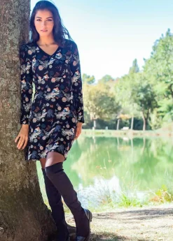 Online Coton Du Monde Robe courte en coton ARYA imprimé floral Narcisse Hiver