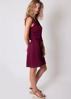 Online Coton Du Monde Robe courte en coton col V ELINE Grenat