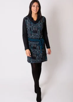 Best Coton Du Monde Robe courte en coton KAMBA imprimé graphique bleu