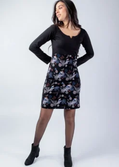 New Coton Du Monde Robe courte en coton manches longues SURYA imprimé floral Narcisse Hiver