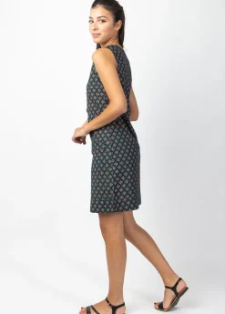 Shop Coton Du Monde Robe courte en coton MARLA sans manches imprimé ethnique noir Aztec