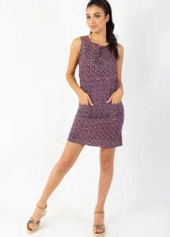 Hot Coton Du Monde Robe courte en coton MARLA sans manches imprimé Lotus