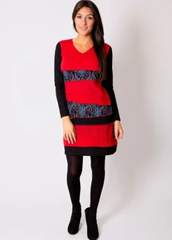 Best Coton Du Monde Robe courte en coton rouge MANTA à empiècements