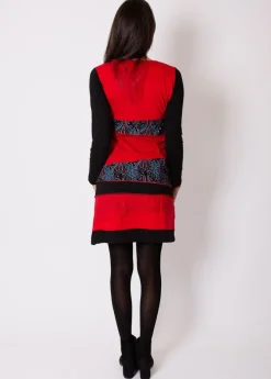 Best Coton Du Monde Robe courte en coton rouge MANTA à empiècements