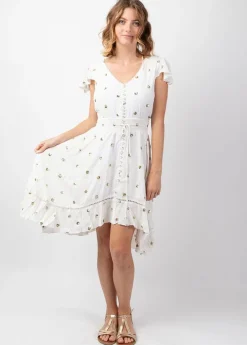 Best Coton Du Monde Robe courte ethnique chic INDIA he Blanc