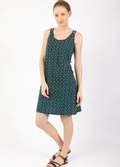 Flash Sale Coton Du Monde Robe courte fines bretelles SYLVIA imprimé ethnique vert Envolee Bleu