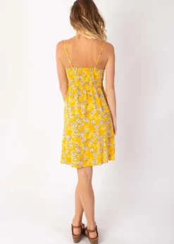 Hot Coton Du Monde Robe courte fines bretelles BEA fleurie jaune 8 Jaune