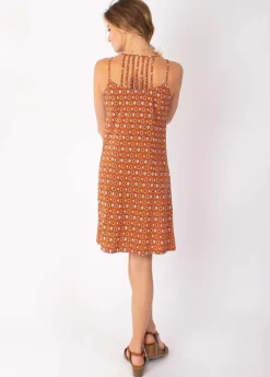 Best Coton Du Monde Robe courte fines bretelles SYLVIA imprimé ethnique camel 29 Camel