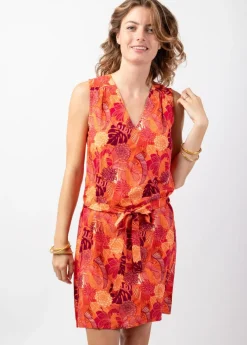 Discount Coton Du Monde Robe courte fleurie femme été JALYA découpe dos original Java