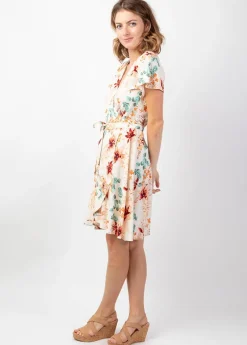 Sale Coton Du Monde Robe courte fluide cache-cœur MARIKA  motif fleuri romantique Garden