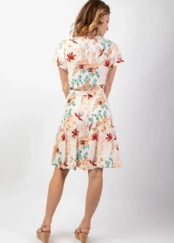 Sale Coton Du Monde Robe courte fluide cache-cœur MARIKA  motif fleuri romantique Garden