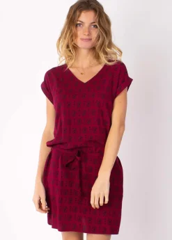 Flash Sale Coton Du Monde Robe courte fluide SALMA imprimé ethnique prune 12 Prune