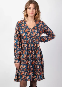 Hot Coton Du Monde Robe courte hiver babydoll AURELIA imprimé feuillage Tylia